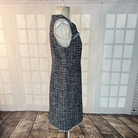 J crew sleeveless tweed sheath dress with fringe accents size 6 - Picture 4 of 10